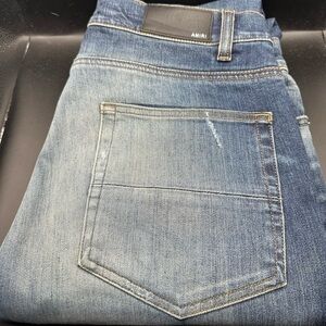 AMIRI Blue Sandblasted Blowout Skinny Jeans